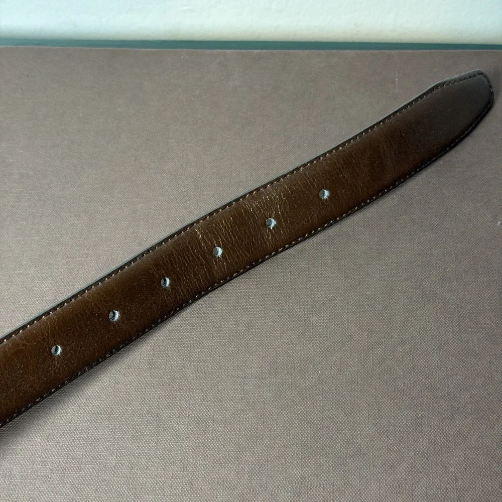 Classic‎ Chocolate Brown Genuine Leather Women's Belt Sz 38 Italy
